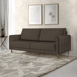 Sofá Living Biagio 1,70m Veludo Pés Madeira Espuma D-28:marrom - 1