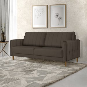 Sofá Living Biagio 1,70m Veludo Pés Madeira Espuma D-28:marrom