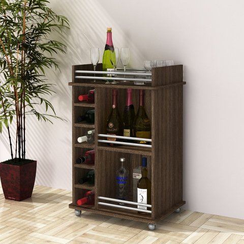 Adega Bar para 6 Garrafas 3 Prateleiras Ibiza 