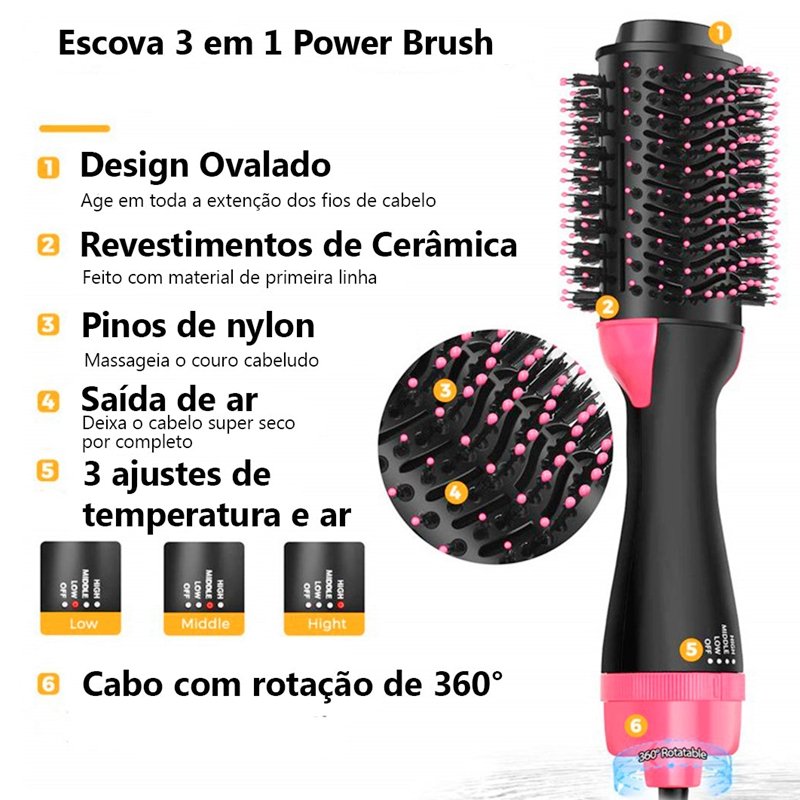 Escova Secadora Seca Alisa e Modela Cabelo | MadeiraMadeira