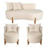 Kit Sofá Curvo Orgânico + 2 Poltronas Orgânicas Bege Veludo- Belufan Móveis - 3