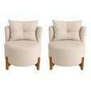 Ver imagem 4 de Kit Sofá Curvo Orgânico + 2 Poltronas Orgânicas Bege Veludo- Belufan Móveis