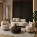 Ver imagem 1 de Kit Sofá Curvo Orgânico + 2 Poltronas Orgânicas Bege Veludo- Belufan Móveis