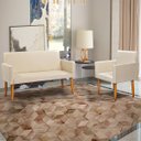 Ver imagem 1 de Kit Namoradeira Decorativa Para Sala Nina + Poltrona Para Recepção Manicure Suede