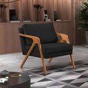 Ver imagem 2 de Kit 2 Poltronas Mona Monique Luxo Base Madeira Maciça Cerejeira Veludo Preto