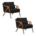 Ver imagem 1 de Kit 2 Poltronas Mona Monique Luxo Base Madeira Maciça Cerejeira Veludo Preto