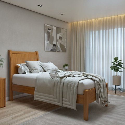 Cama Solteiro 90cm Classic Amêndoa Mel