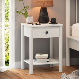 Mesinha de Cabeceira Quarto Madeira 1 Gaveta Moderna Apoana Branco - 3