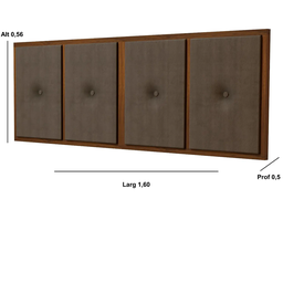 Painel Cabeceira Cama Box Queen 1,60 Estofado com Madeira- Várias Cores:Marrom - 2