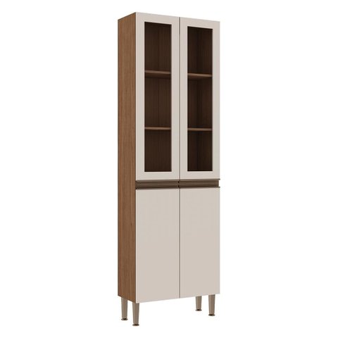 Paneleiro Porta Vidro para Cozinha Conecta 70x222cm Off White Ebano Genialflex