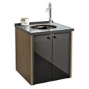 Ver imagem 2 de Gabinete para Banheiro 49x42,6cm Fenix Preto/Madeirado