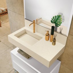 Bancada em Porcelanato para Banheiro 80cm Pró com Cuba Esculpida  - 1