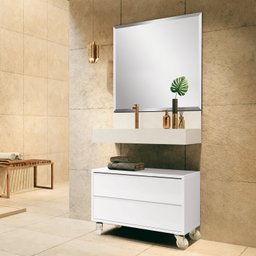 Bancada em Porcelanato para Banheiro 80cm Pró com Cuba Esculpida  - 4