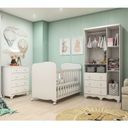 Ver imagem 5 de Quarto de Bebê Completo com Berço Guarda Roupa 3 Portas e Cômoda 100% MDF Mimo Branco/Brilho