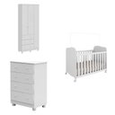 Ver imagem 2 de Quarto de Bebê Berço Guarda-Roupa 3 Portas e Cômoda 100% MDF Mimo Espresso Móveis Branco Brilho