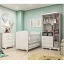 Ver imagem 2 de Quarto de Bebê Completo com Berço Guarda Roupa 3 Portas e Cômoda 100% MDF Mimo