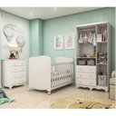 Ver imagem 5 de Quarto de Bebê Berço Guarda-Roupa 3 Portas e Cômoda 100% MDF Mimo Espresso Móveis Branco Brilho