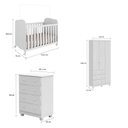 Ver imagem 3 de Quarto de Bebê Berço Guarda-Roupa 3 Portas e Cômoda 100% MDF Mimo Espresso Móveis Branco Brilho