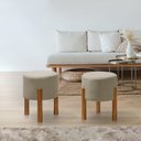 Ver imagem 2 de Puff Banqueta Decorativo Redondo Pés em Madeira Maciça Thor - Bege