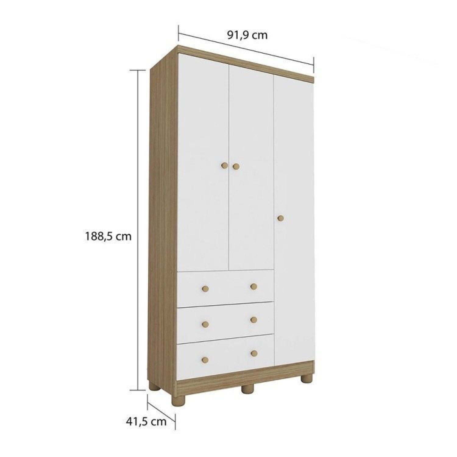 Quarto de Bebê Completo com Berço Guarda Roupa 3 Portas e Cômoda 100% MDF Mimo  - 5