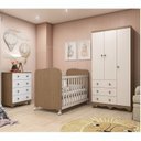 Ver imagem 1 de Quarto de Bebê Completo com Berço Guarda Roupa 3 Portas e Cômoda 100% MDF Mimo 