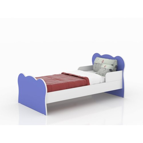 Mini Cama Infantil com Proteção Lateral 1590 Baby Móveis Percasa  Branco/Azul - CasaTema