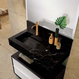 Bancada em Porcelanato para Banheiro 80cm Pró com Cuba Esculpida  - 1