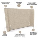 Ver imagem 3 de Cabeceira Casal Nilo 195cm com Cama Pés Madeira Suném P05 Linho Bege - Lyam Decor