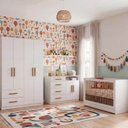 Ver imagem 1 de Conjunto de Bebê com Berço Evolutivo, Guarda Roupa e Cômoda Casulo Casatema MadeiraOriginals Branco
