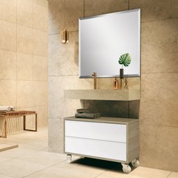Bancada em Porcelanato para Banheiro 80cm Pró com Cuba Esculpida  - 1