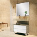 Ver imagem 1 de Bancada em Porcelanato para Banheiro 80cm Pró com Cuba Esculpida Bege/Travertino