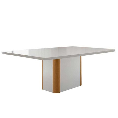 Conjunto: Mesa de Cozinha Pietã¡ Curvo 120cm + 4 Cadeiras Maldivas Madeira Naturale/off White -