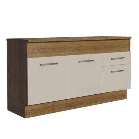 Balcão de Pia 150 Cm 2 Portas e 2 Gavetas (com Tampo) Rustic/crema Agata Madesa