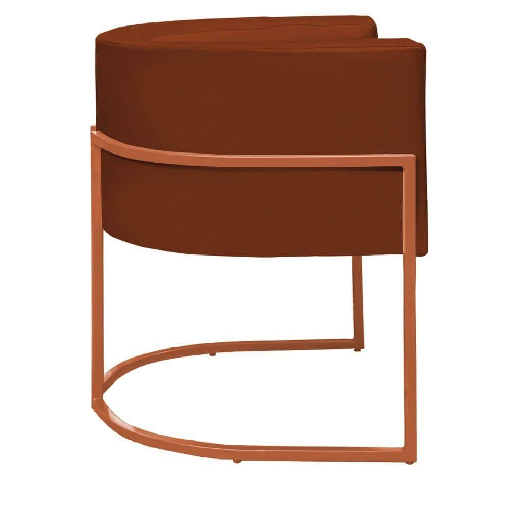 02 Poltronas Base Bronze Assento Veludo Telha - 2