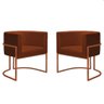 02 Poltronas Base Bronze Assento Veludo Telha - 1