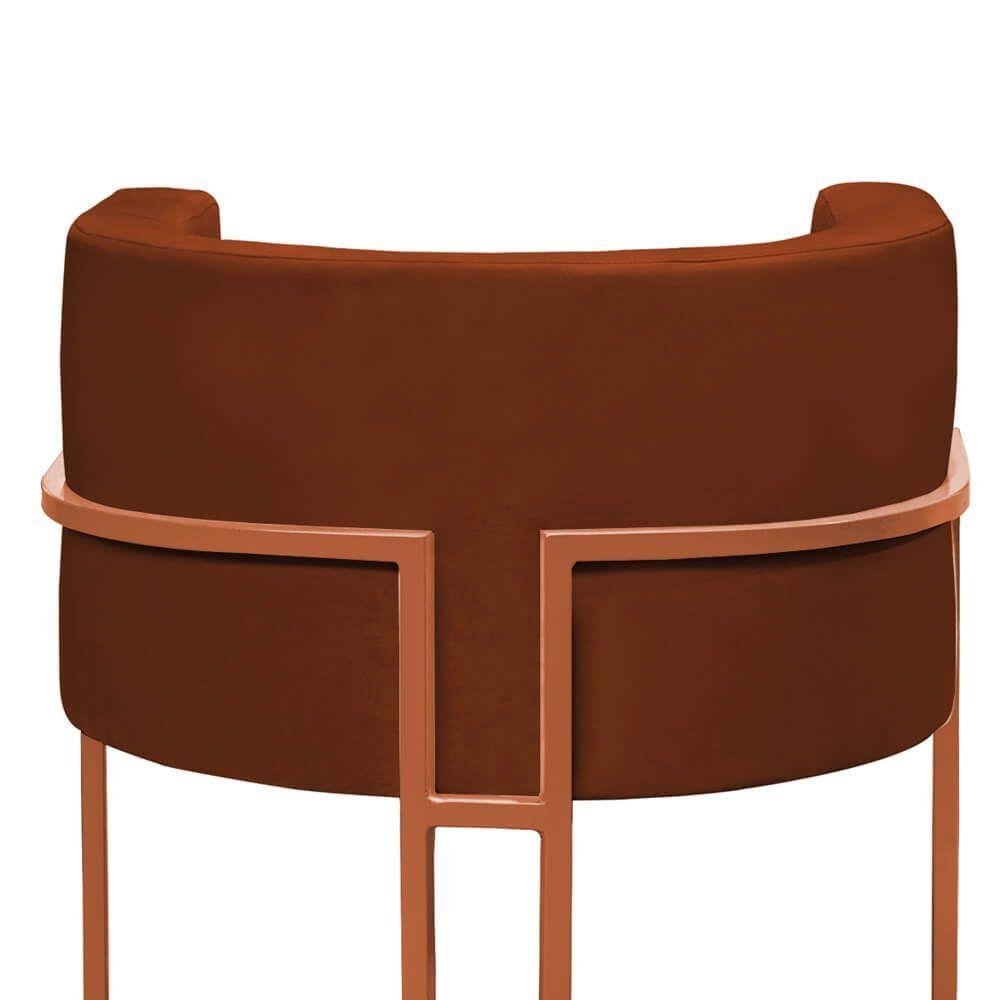 02 Poltronas Base Bronze Assento Veludo Telha - 3
