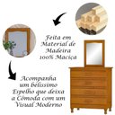 Ver imagem 4 de Kit Cômoda com Espelho e Mesa de Cabeceira 100% Madeira Maciça Imbuia Brilho