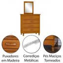 Ver imagem 2 de Kit Cômoda com Espelho e Mesa de Cabeceira 100% Madeira Maciça Imbuia Brilho