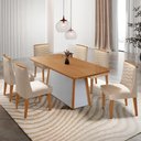 Ver imagem 1 de Mesa de Jantar Diane 180cm Tampo Mdf Laminado com 6 Cadeiras Eloise Moderna Mobília