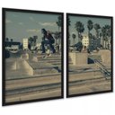Ver imagem 1 de Kit 2 Quadros Skate Skatista Flip Manobra 24x18cm - com Vidro:moldura Preta