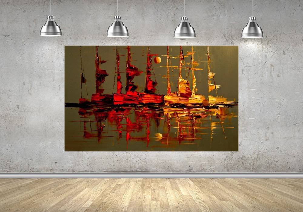 Quadro Pintura Tela Moderna Marinas 2427: 60cm (A) x 100cm (L) - 4