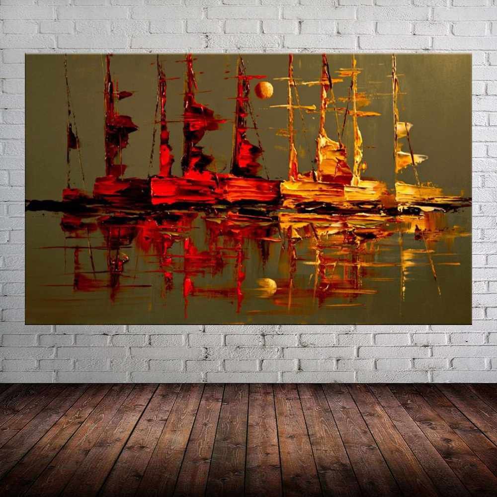 Quadro Pintura Tela Moderna Marinas 2427: 60cm (A) x 100cm (L) - 1