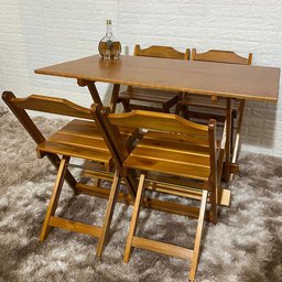 Conjunto Dobrável 120x70 Mesa com 4 Cadeiras Paraná Cor:mel - 2