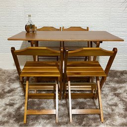 Conjunto Dobrável 120x70 Mesa com 4 Cadeiras Paraná Cor:mel - 1
