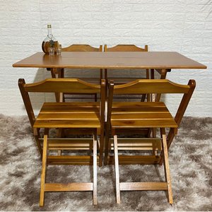 Conjunto Dobrável 120x70 Mesa com 4 Cadeiras Paraná Cor:mel