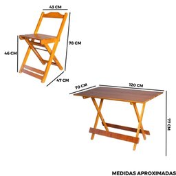 Conjunto Dobrável 120x70 Mesa com 4 Cadeiras Paraná Cor:mel - 7