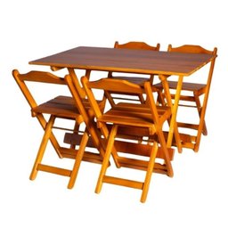 Conjunto Dobrável 120x70 Mesa com 4 Cadeiras Paraná Cor:mel - 6
