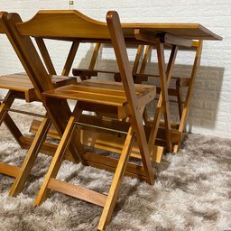 Conjunto Dobrável 120x70 Mesa com 4 Cadeiras Paraná Cor:mel - 5