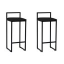 Ver imagem 1 de Kit 2 Banquetas Alta Industrial Bar Cozinha Bistrô Aço Dori Preta Assento Suede Preto