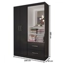 Ver imagem 4 de Guarda-roupa Solteiro Gabe 2 Portas 2 Gavetas com Espelho Black - Panorama Móveis